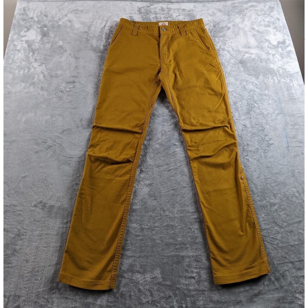 LIVSN Flex Canvas Pants Mens 29x30 Brown Yellow Slim Stretch Outdoor Hiking READ